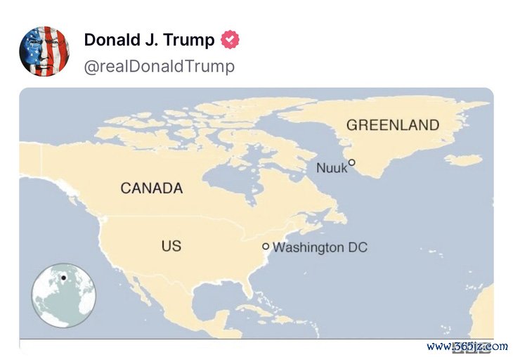 Ông Trump đăng bản đồ ẩn ý sáp nhập Canada và Greenland vào Mỹ - Ảnh 1.